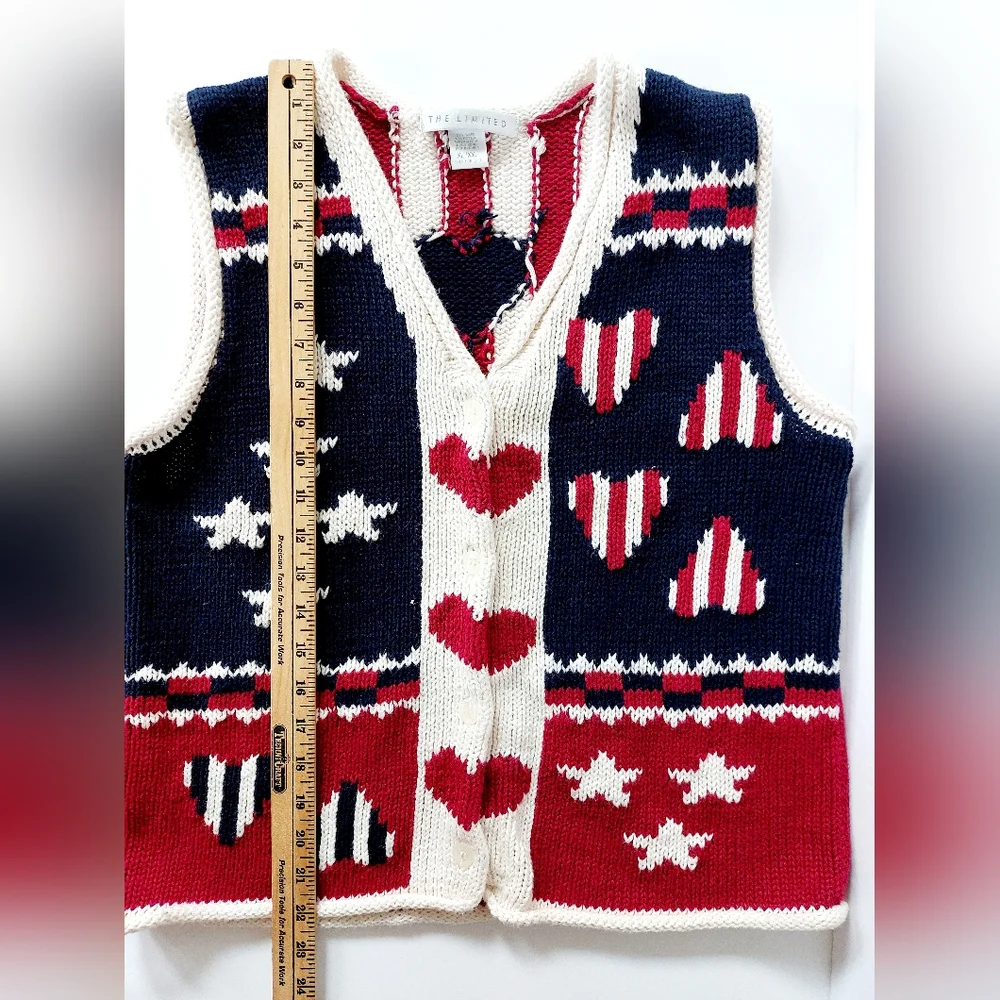 Patriotic Sweater Vest size Xl/XXL The‎ Limited 4th of July Grannycore Teacher - Picture 5 of 5